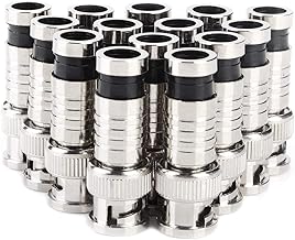 BNC Compression Connector,RG59 Crimper Video Plug Extension Coaxial Siamese Cable Connectors Coax Crimper Adapter 20PCS 75 Ohm Coupler with Copper Pin for CCTV Home Security Camera Antena System