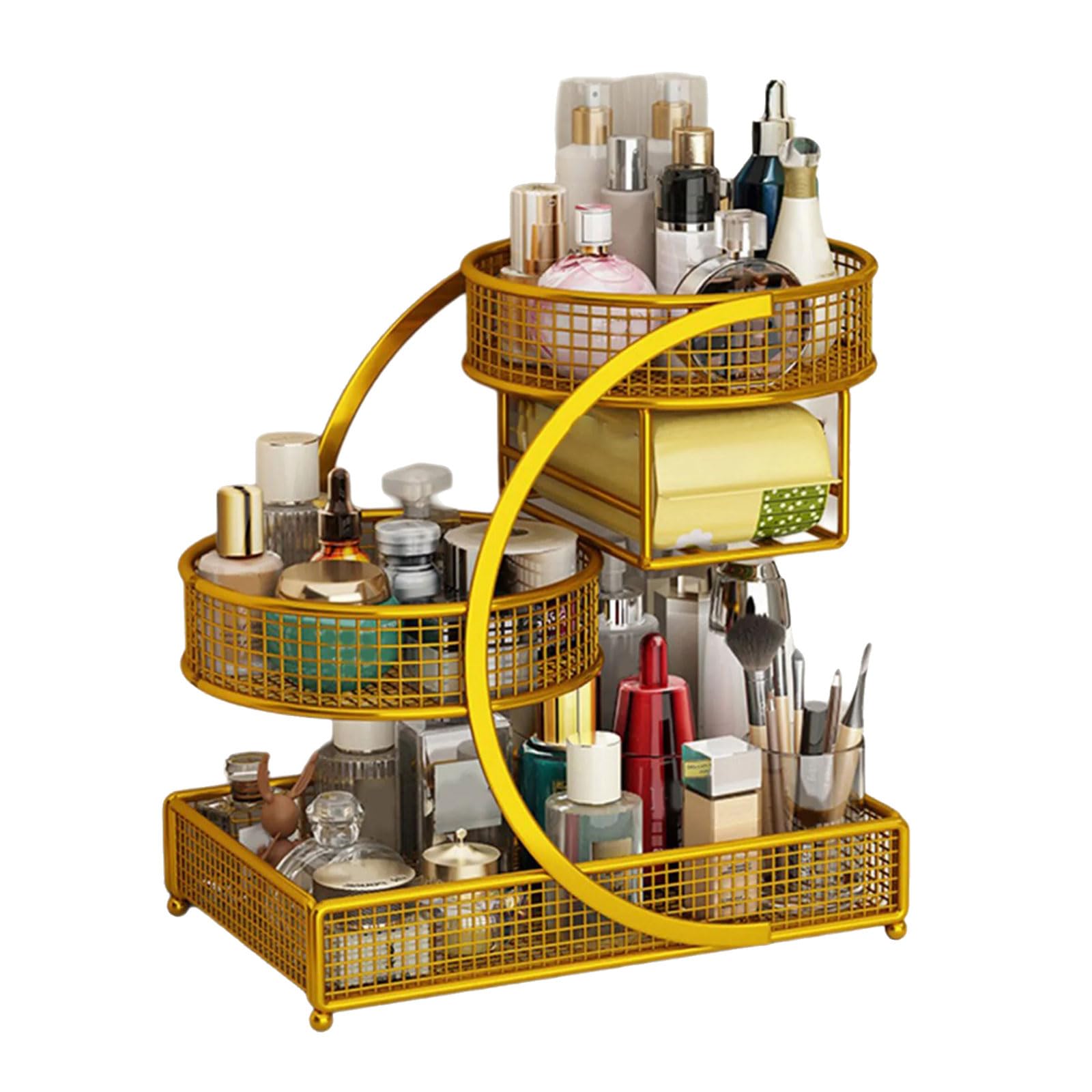 Limtula Modern Makeup Storage Shelf Metal Construction Space Saving Cosmetic Organizers for Bathroom Countertops Storage Space Saving Cosmetic Shelf