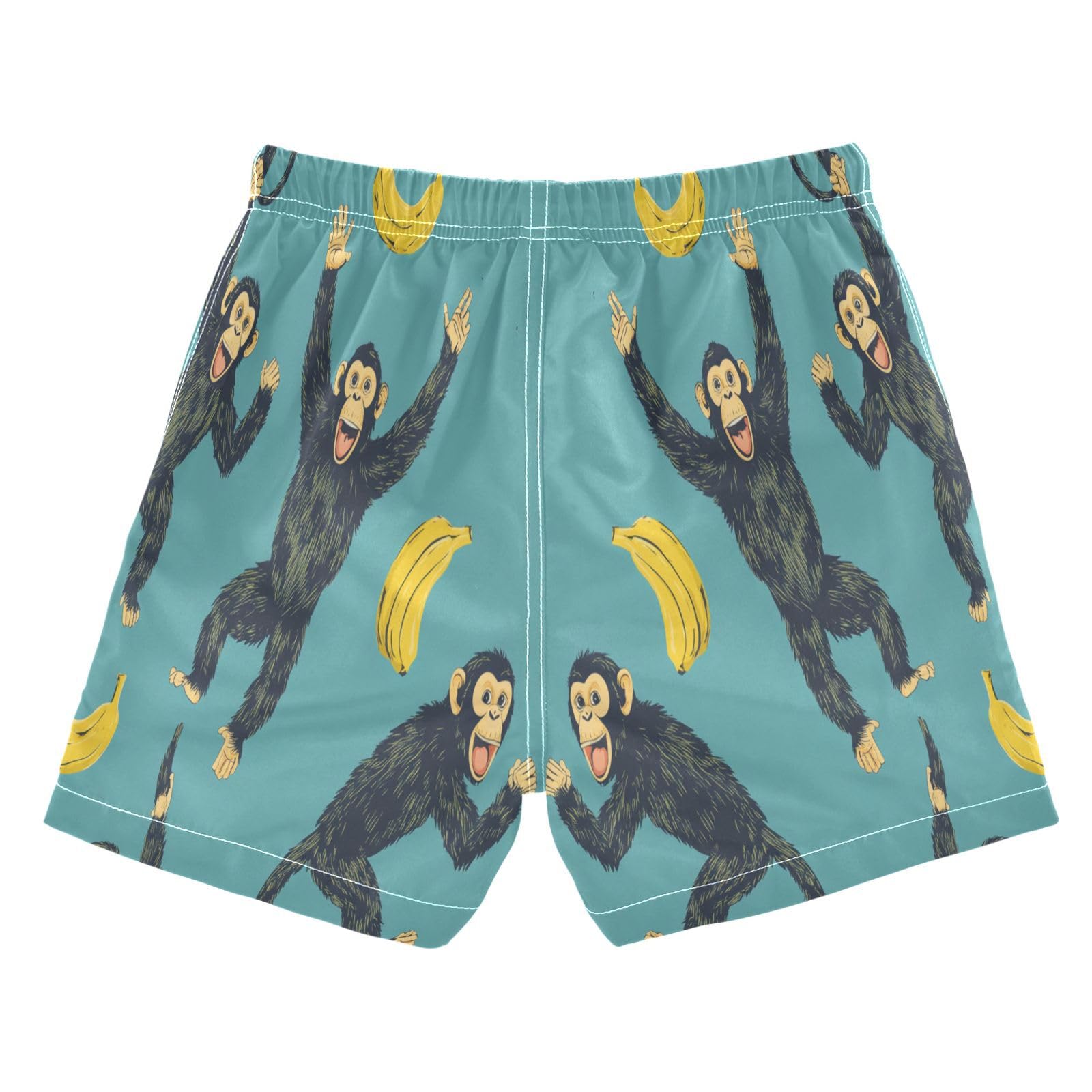 Jucciaco Boys Beach Board Shorts Chimpanzee Banana Animal Quick Dry Swim Trunk Swimwear for Kids Multicolor