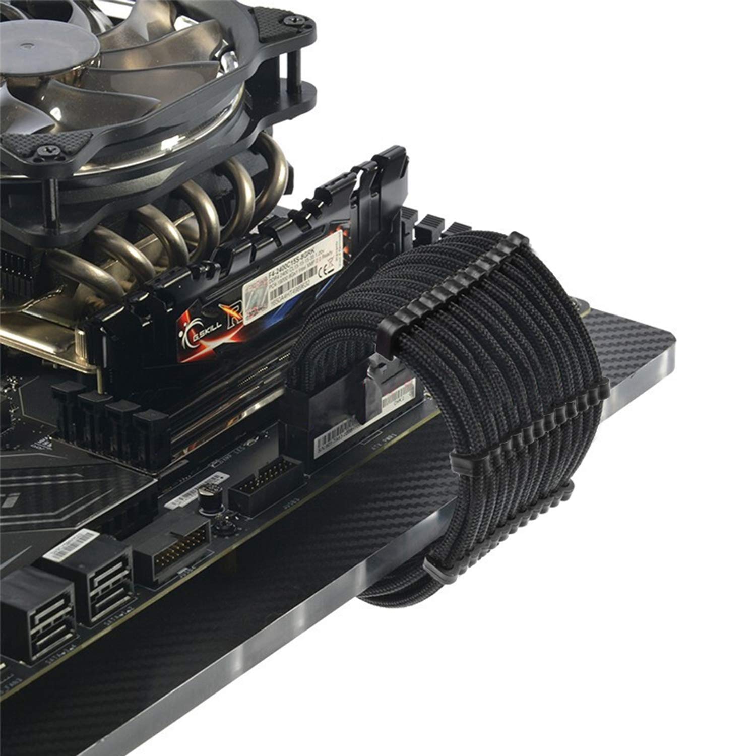 Smraza Sleeved Cable Extension Kit for Power Supply with Extra Sleeved, PSU Connectors, 24-Pin 8-Pin 6-Pin 4+4-Pin with Cable Combs(11.8 inch/ 30cm) (Black)