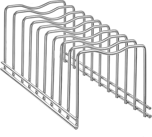 Miniatura 4 de Y.Z.Bros Soporte para tapa de olla, organizador de cocina de acero inoxidable, tablas de cortar de almacenamiento, utensilios para hornear, ollas y