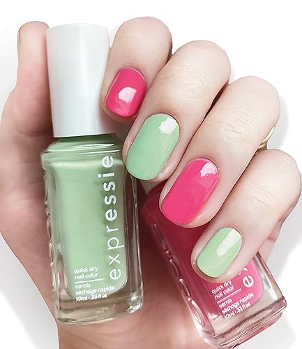 Miniatura 2 de essie Expressie Esmalte de uñas de secado rápido, fórmula vegana, rosa, verde, rosa y verde, vegano sin 8, 1 kit
