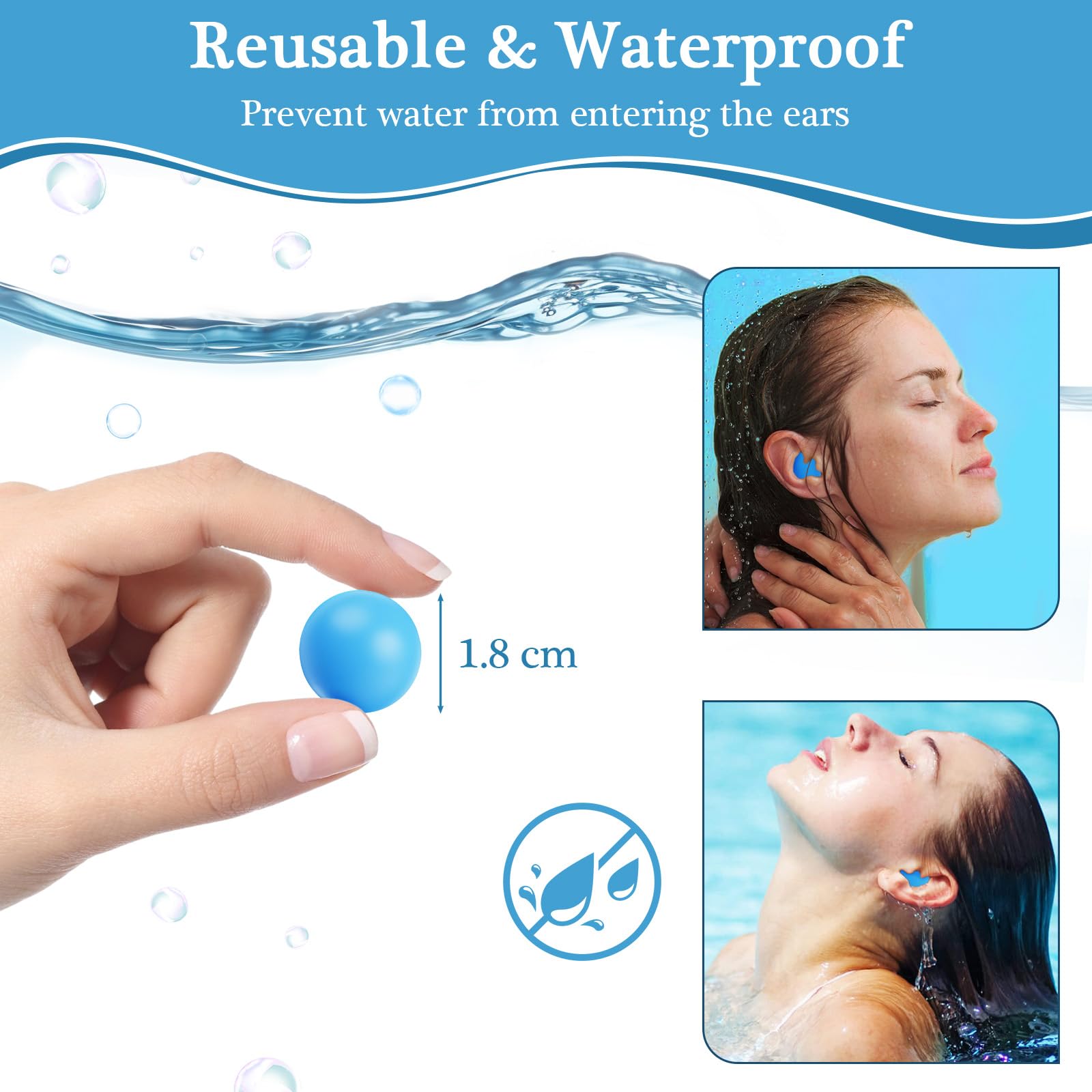 Wanocean Tappi Auricolari in Silicone per Dormire, 8 Paia di Tappi Auricolari Riutilizzabili Impermeabili Antirumore, Morbidi e Modellabili, SNR 27dB, Utilizzati per Proteggere l'udito di Chi Russa