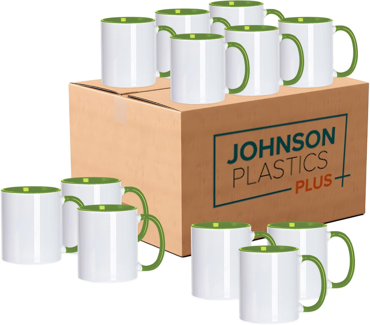 JPPlus 11oz Sublimation Mugs With Colored Handles & Interiors | Tazas Para Sublimar, Bulk Mugs For Custom Designs & Branding | White Mugs Set Of 12 Or Case Of 36