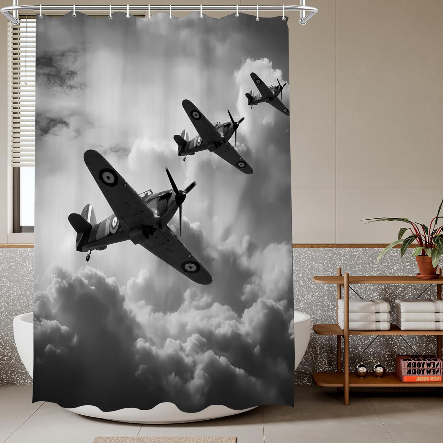 TheBlackSpot Abstract Galaxy Theme No Hook Waffle Weave Shower Curtain with Snap in Liner Aesthetic Airplane Teen Bathroom Decor Set 72 W x 74 H Inch Blue