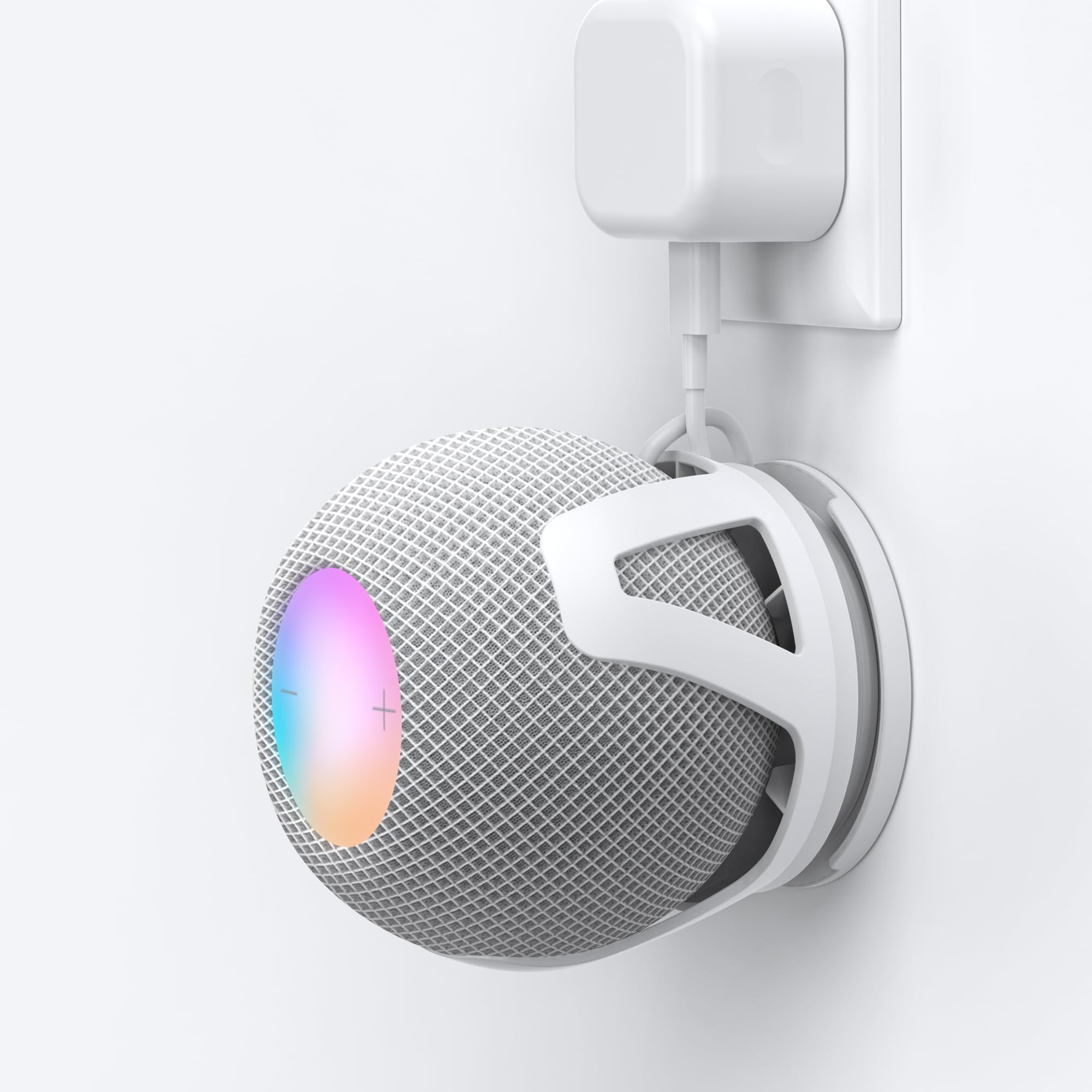 HomeMount Supporto da Parete compatibile con HomePod mini, Supporto Altoparlante con 2 Metodi di Montaggio, Gestione Cavi Integrata, Staffa Salvaspazio per Cucina, Camera da Letto, Ufficio (1-Bianco)