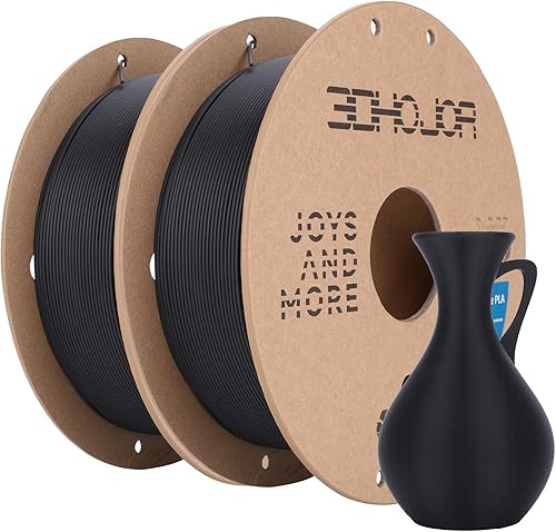 Matte PLA Filament 1.75mm, Upgrade Matte 3D Printer PLA Filament, 1KG*2 Bundle Cardboard Spool 3D Printing Filament for 3D Printers(Matte Black