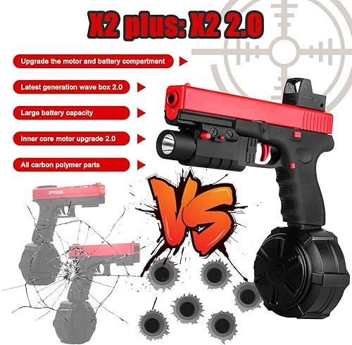 Miniatura 3 de 2 juguetes de gel para niños de 14 años en adelante y adultos, lanzador automático completo con tambor, tolva larga, luz de seguridad y gafas para