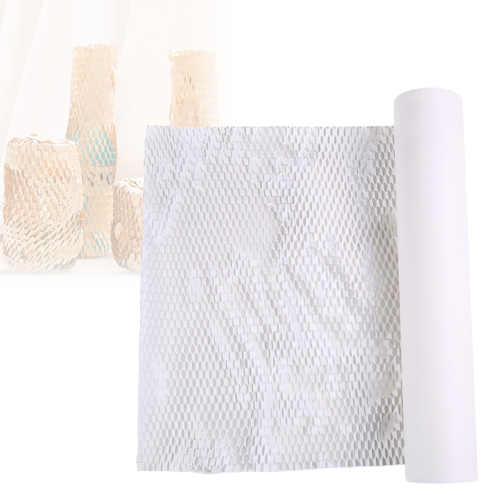 Rouleau de papier d'emballage en nid d'abeille, papier d'emballage kraft marron respectueux de l'environnement pour cadeaux, biodégradable et compostable, alternative au papier bulle, 100 % recyclable