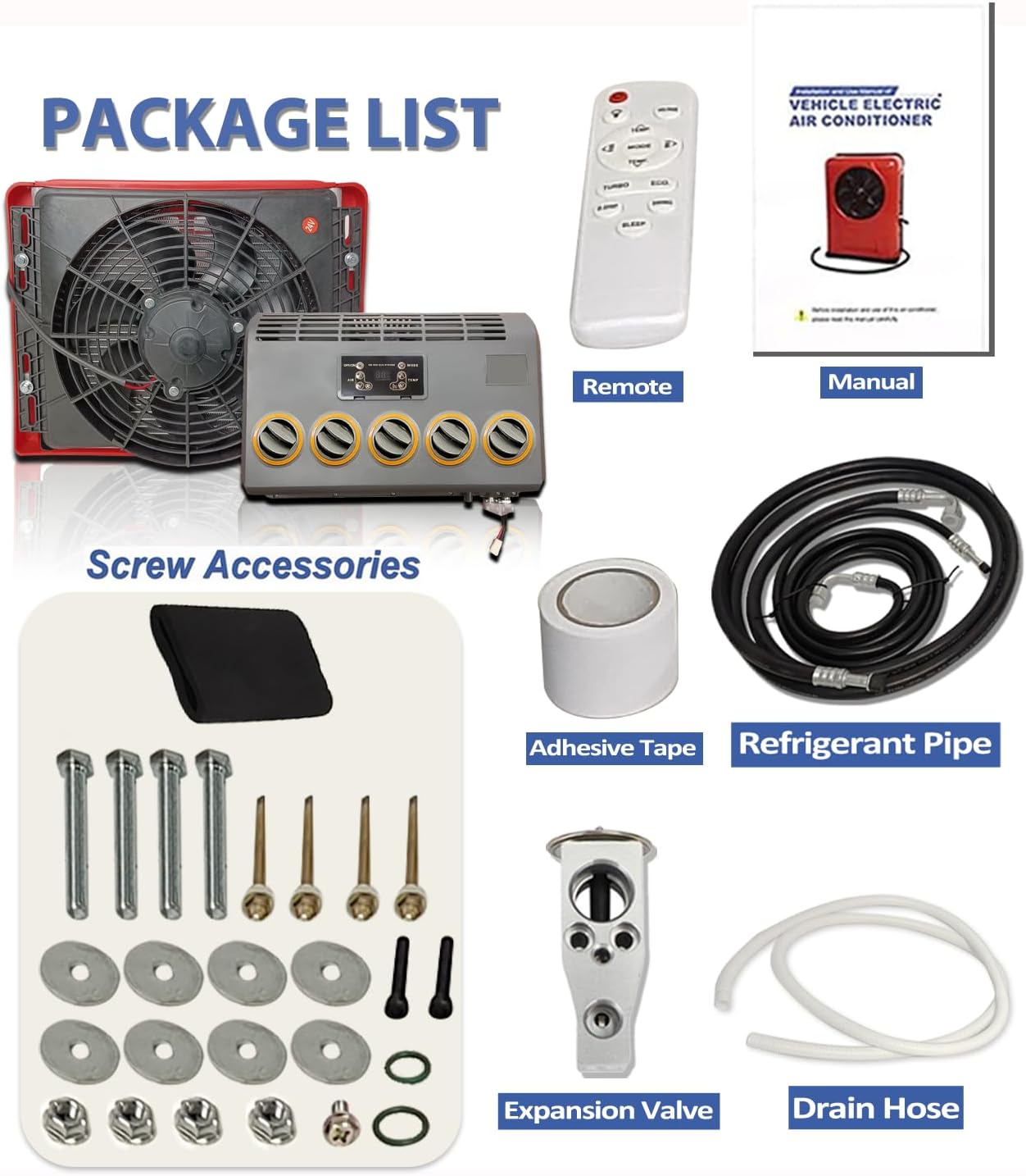 24 Air Conditioner 8000BTU, Mini Split 24 Volt Air Conditioner, Forklifts 24 Volt DC AC, Low Noise for Truck, Road Machine, Forklifts, Excavators, Agricultural Engineering Vehicle