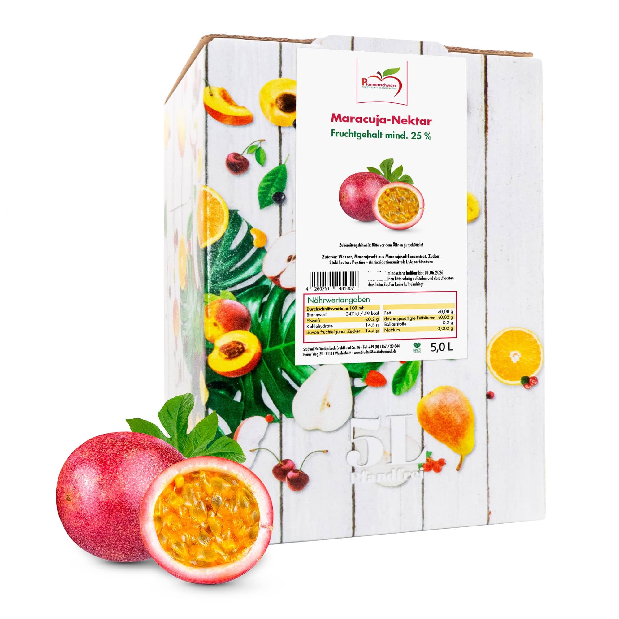 Pfannenschwarz Fruchtsaft Manufaktur Maracuja Nektar Bag-in-Box 5 L