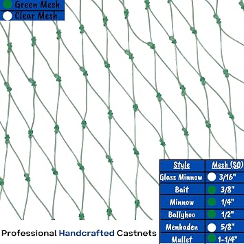 Bait Cast Net: 3/8 Sq. Mesh, 12 ft Radius