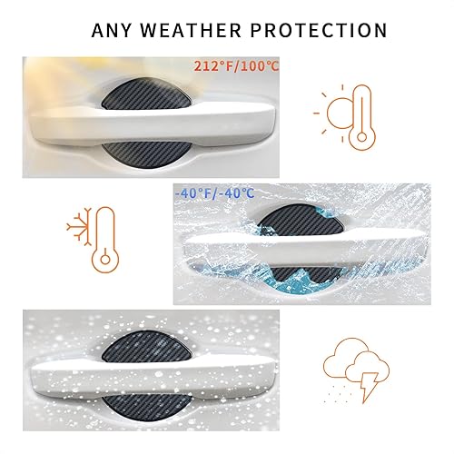 Miniatura 6 de Tangsen - 4 piezas, universal TPU 3D textura de fibra de carbono, pad protector que personaliza la manija de la puerta del coche.