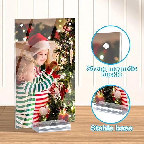 Miniatura 7 de Marcos de fotos de acrílico transparente de 5 x 7 pulgadas, marcos magnéticos con caja de regalo, marcos de fotos acrílicos de doble cara con