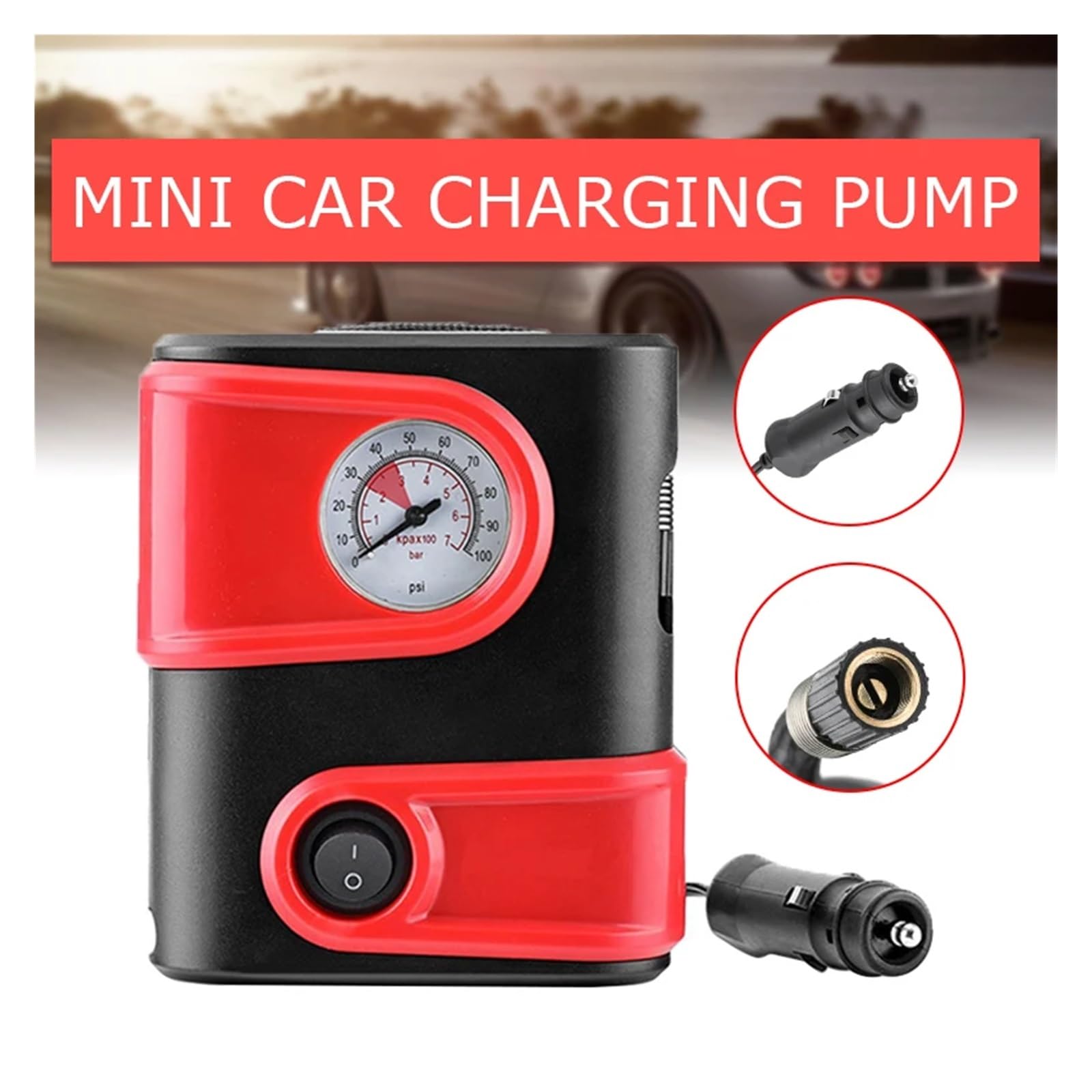 Mini Mała Sprężarka Powietrza Samochodowa Nadmuchiwana Pompa Manometryczna DC 12V 100PSI Przenośna Pompka Do Opon Inflator Rowerów Samochodowych Motocykle Natychmiastowa Inflacja