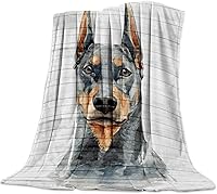 Vista 1 de Doberman Blanket Throw for Couch - Summer Blanket - Soft Lightweight Breathable Flannel Fleece Decorative Blankets and Throws for Sofa, Bed - 50x60