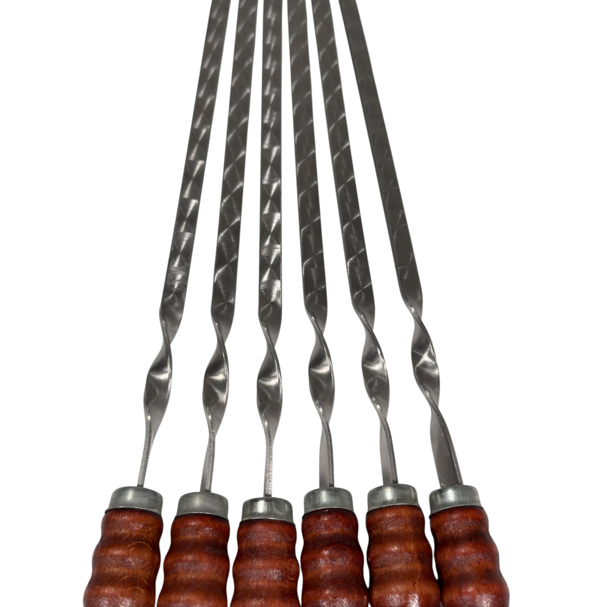 Set mit 10 Schaschlikspieße aus Edelstahl – 62 cm lange Grillspieße mit Holzgriff, rostfrei & stabil, wiederverwendbar, BBQ Spießset für Holzkohlegrill, Kebab, Gemüse & Fleisch