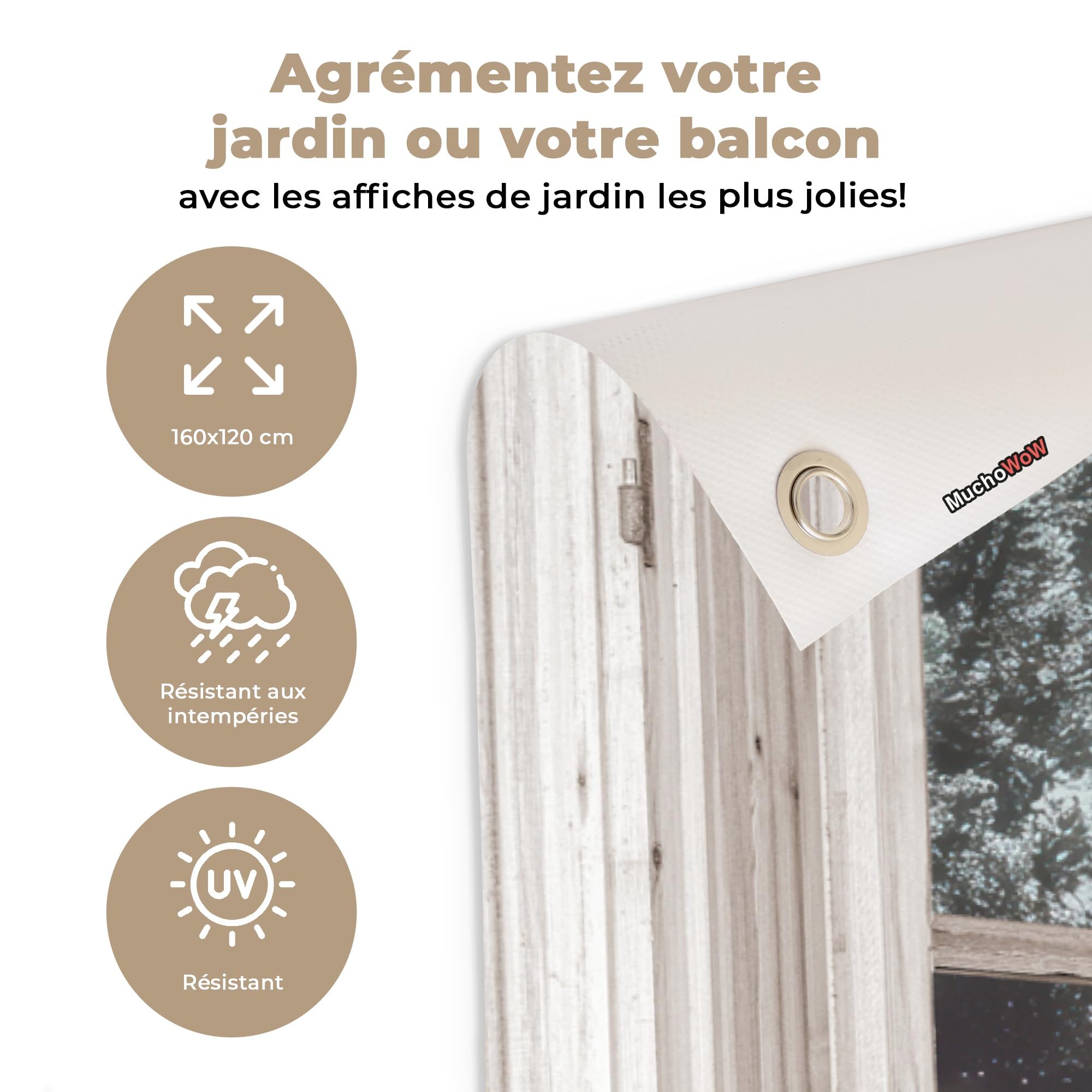 MuchoWow© Decoracion Jardin Exterior Decoración Pared Póster De Jardín | 160x120 cm - Balcón Wall Decoration Patio Posters Decorativos Terraza Bosque - Invierno - Árboles - Naturaleza - Sendero
