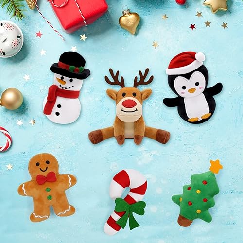 Miniatura 4 de Vansolinne Juguetes de Navidad con hierba gatera, 6 juguetes interactivos masticables para gatos de interior, juego de juguetes de dentición