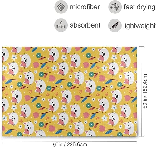 Miniatura 3 de Cute Cartoon Cat Yellow Throw Blanket Comfy Ultra-Soft All Season Use Throw Blanket 60x90 Inches for Camping Office Travel Car Adults Kids Fluffy