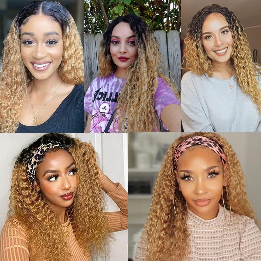 Ombre Blonde Human Hair Bundles 16 18 20 Inch T1B/27 Curly Wave #1B Honey Blonde Bundles Human Hair Extension 11A Brazilian Virgin Quick Weave Hair for Black Women