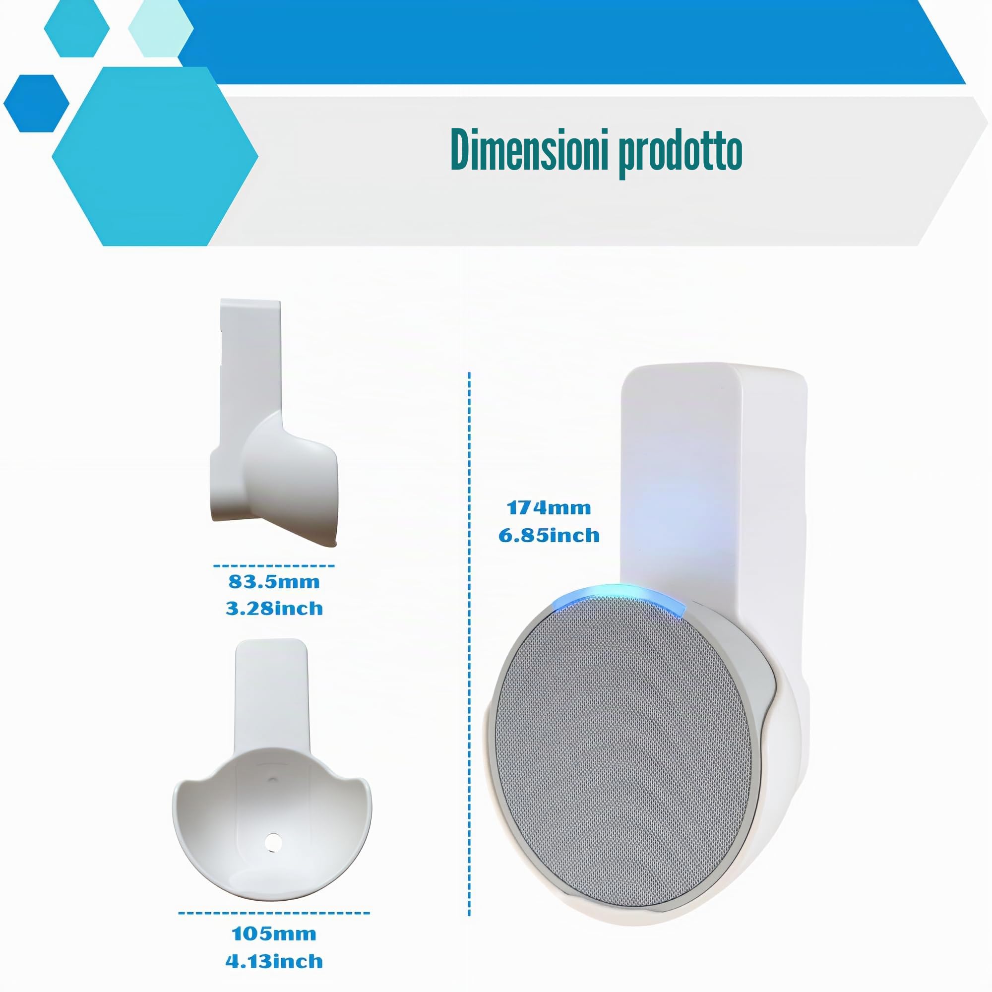Sintron Supporto da Parete per Echᴏ Pop, Supporto per Altoparlante Intelligente, Staffa Salvaspazio per Presa, Nessuna Vite o Foratura, Gestione Cavi Integrata, Compatibile con Google Nest (Bianco)