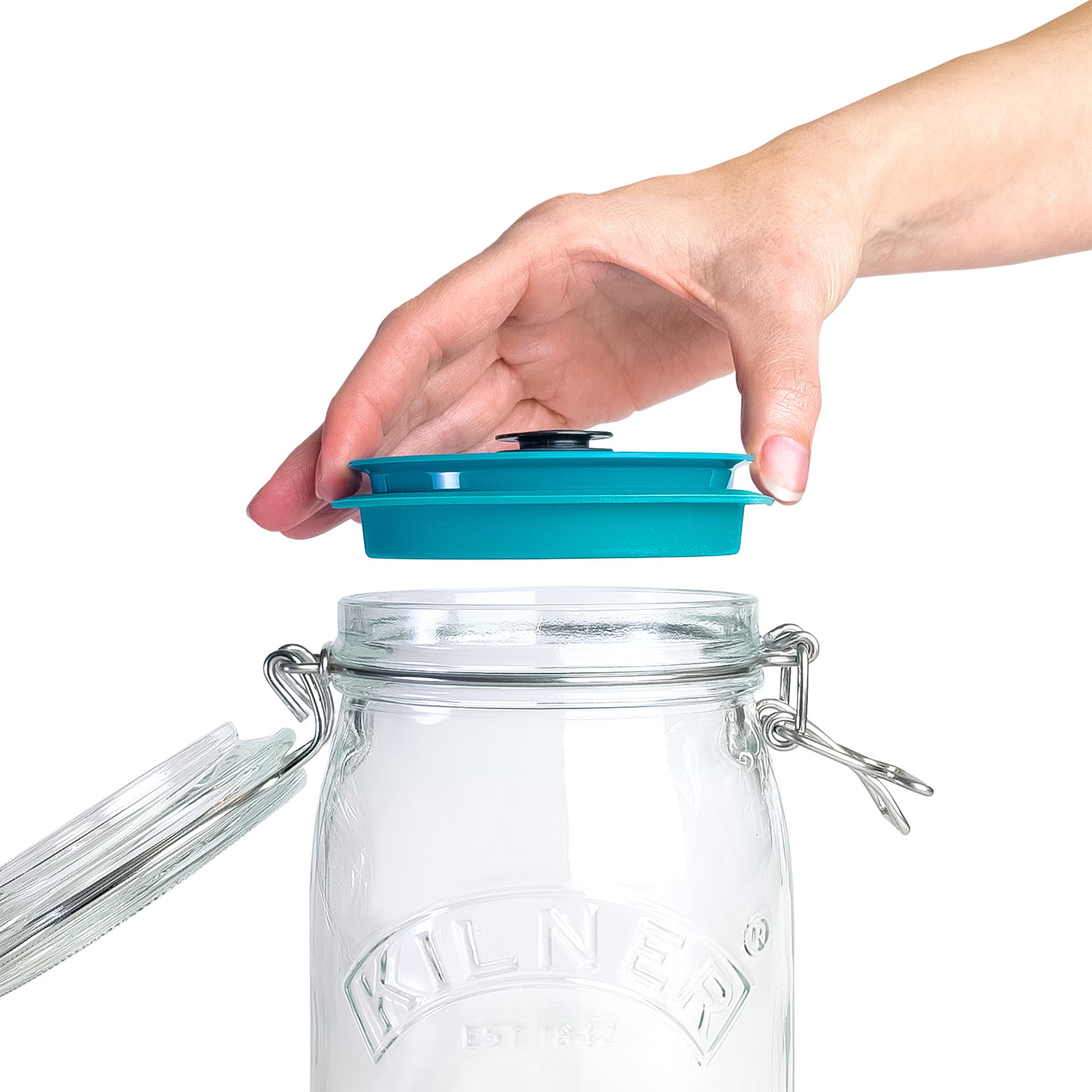Airtender Lot de 4 couvercles sous vide avec pompe pour bocaux - Profitez des aliments frais jusqu'à 5 fois plus longtemps - Passe au lave-vaisselle - Inodore et neutre au goût