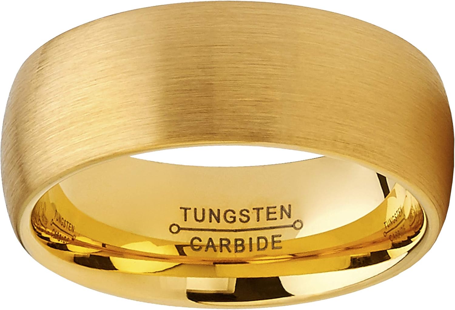 Metal Masters Co. Classic Dome Brushed Tungsten Carbide Wedding Band GoldTone, Comfort Fit
