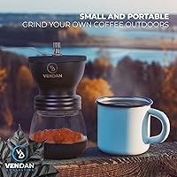 Vista 5 de VenDan - Molino de café manual - Molino de café con manivela con tarro de viaje - Molino de granos de café - Incluye cuchara de café y cepillo