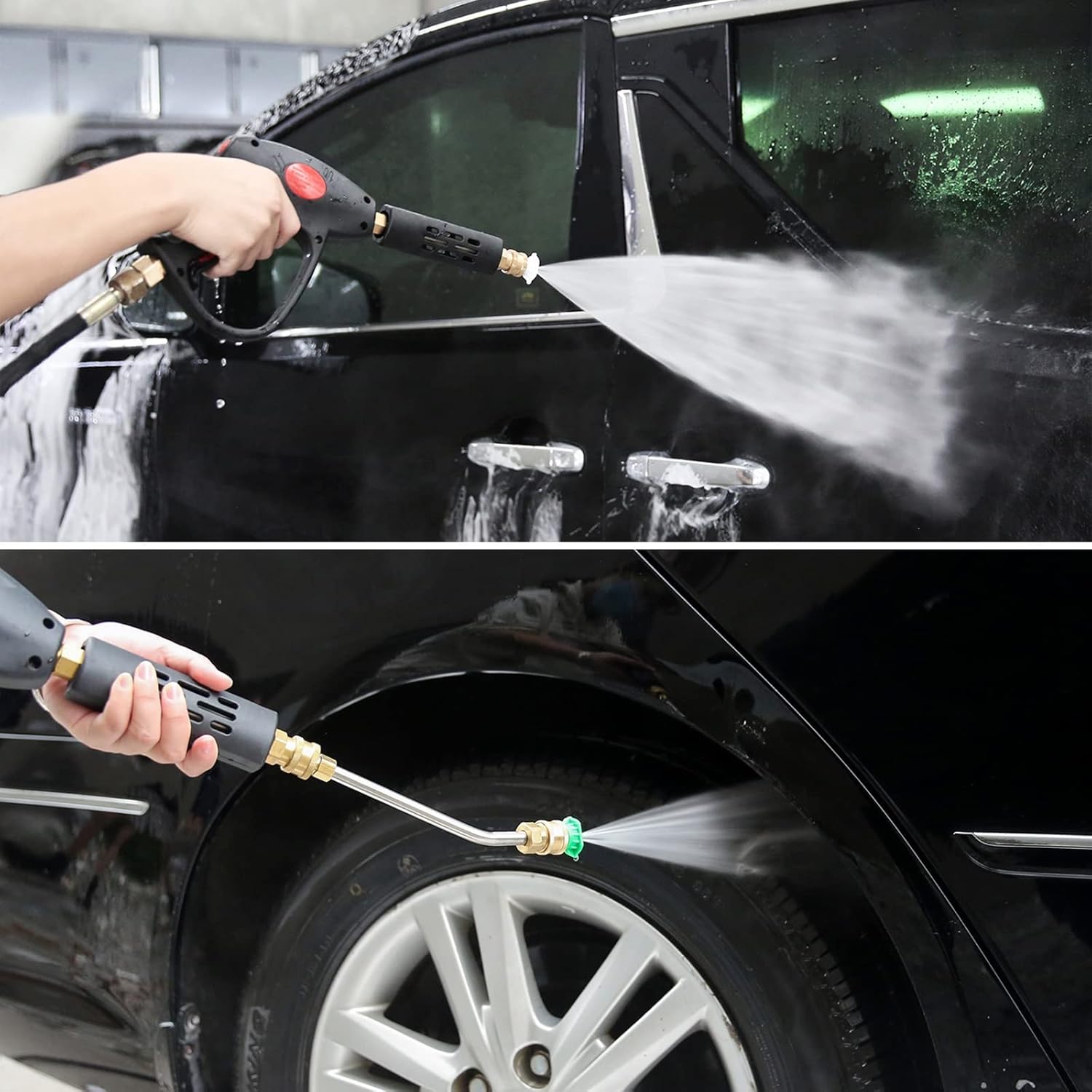 Sooprinse High Pressure Washer Gun 4000 PSI, Deluxe Car Wash Rotary Brush Set with 1/4 Inch Quick Connector