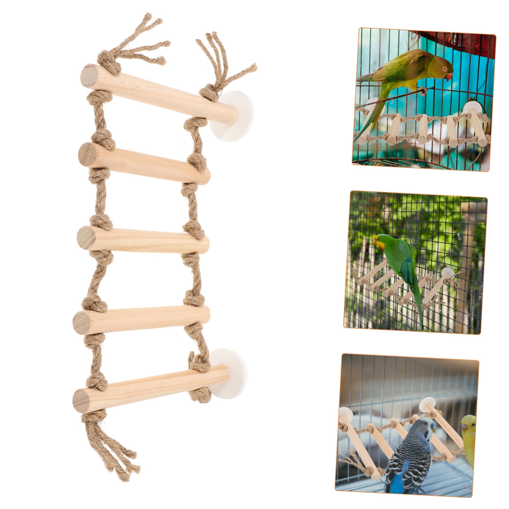ifundom Wooden Bird Ladder for Parakeets and Parrots Climbing and Chewing Playset with Slip Design Easy to and Install for Birdcages and Enrichment