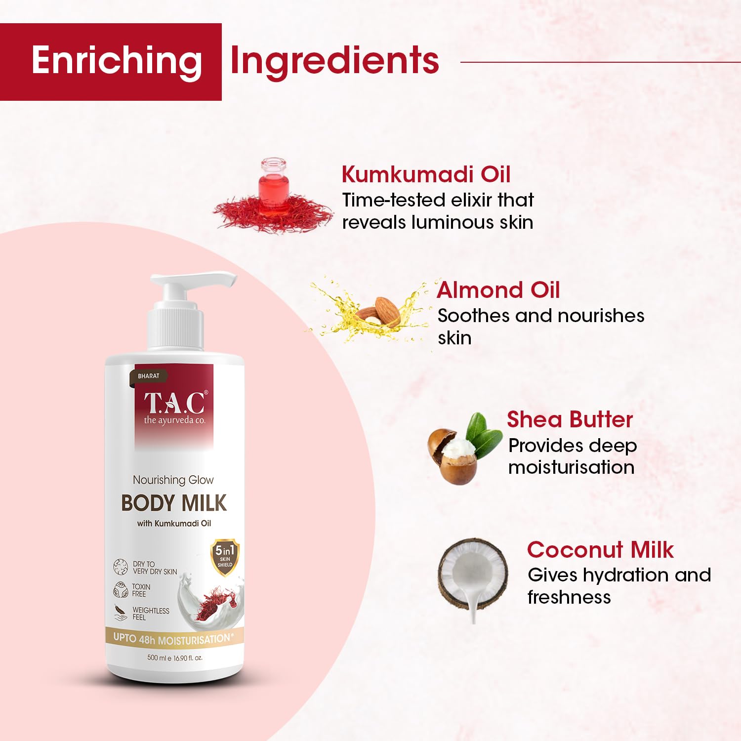 TAC - Shiny body milk with Ayurveda company Kumkumadi lotion TAC - Shiny body milk with Ayurveda company Kumkumadi lotion