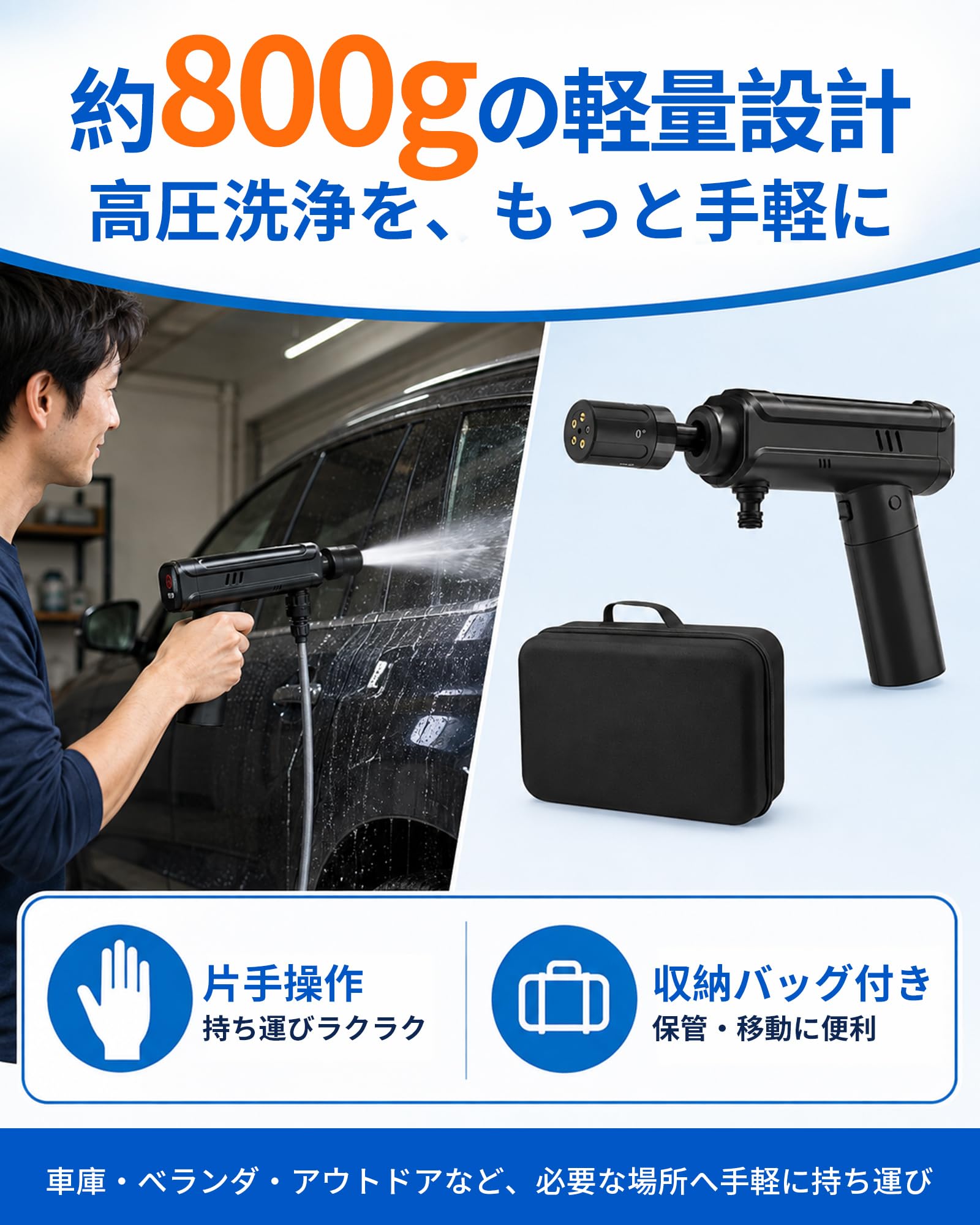 Amazon | Guranko 高圧洗浄機 ハンディ コードレス USB充電 水道接続