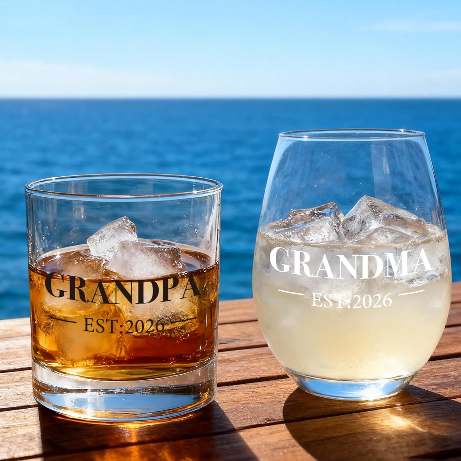 Grandpa Grandma Est 2026 Wine &Whiskey Glass Bag Gift Set for Grandparents to Be, Baby Announcement wine & whiskey Glasses bag Gifts for Grandparent, New grandpa & grandma glass gift Ideas-81 - Image 7