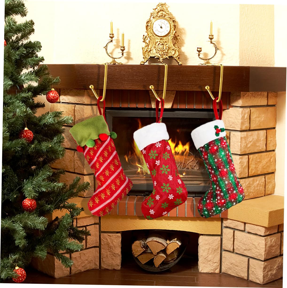 4pcs Mantel Hooks for Christmas Stockings Versatile Hangers for Fireplace and Home for Handbags Keys and Items