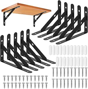 4PCS Supports Étagère, Murale Supports Étagère, Charges Lourdes Supports Equerre Avec Vis, Mural Équerre De Fixation En Métal, Noir Support Étagère Po | Leroy Merlin