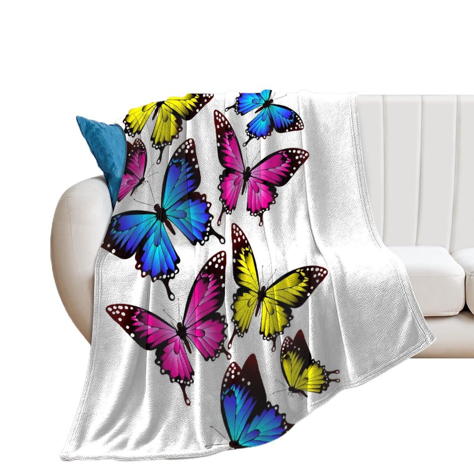 Plaid canapé flanelle papillon ultra doux et thermorégulateur