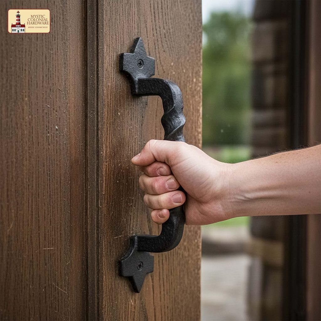 Mystic Colonial Rustic Cast Iron Door Pull Handle: Ideal for Victorian, Colonial, Retro, Steampunk, Gothic, Baroque, and Medieval Settings, (24.9x4.8) cm