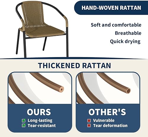 Miniatura 6 de Amopatio Juego de 6 sillas de comedor para exteriores, sillas de mimbre de ratán, sillas apilables para interiores y exteriores, bistró, cubierta,