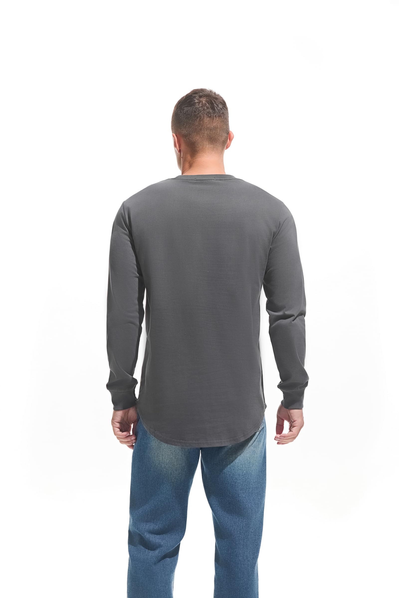 VEIISAR Men's Heavy Weight Crew Neck Short Sleeve T Shirt - Mens 100 Cotton Thick Longline T-Shirts Preshrunk