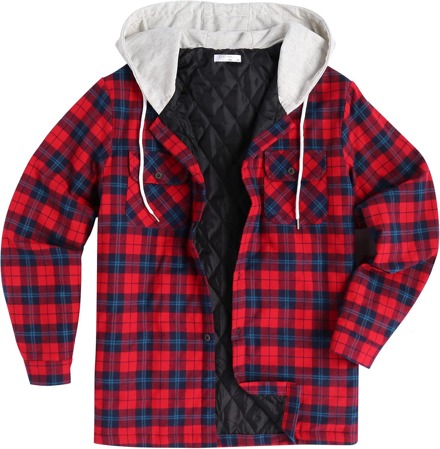 COOFANDY Camicia da Cowboy Camicia da Uomo in Flanella a Quadri Camicia da Uomo a Maniche Lunghe Western Casual Camicia da Uomo a Quadri Nero L