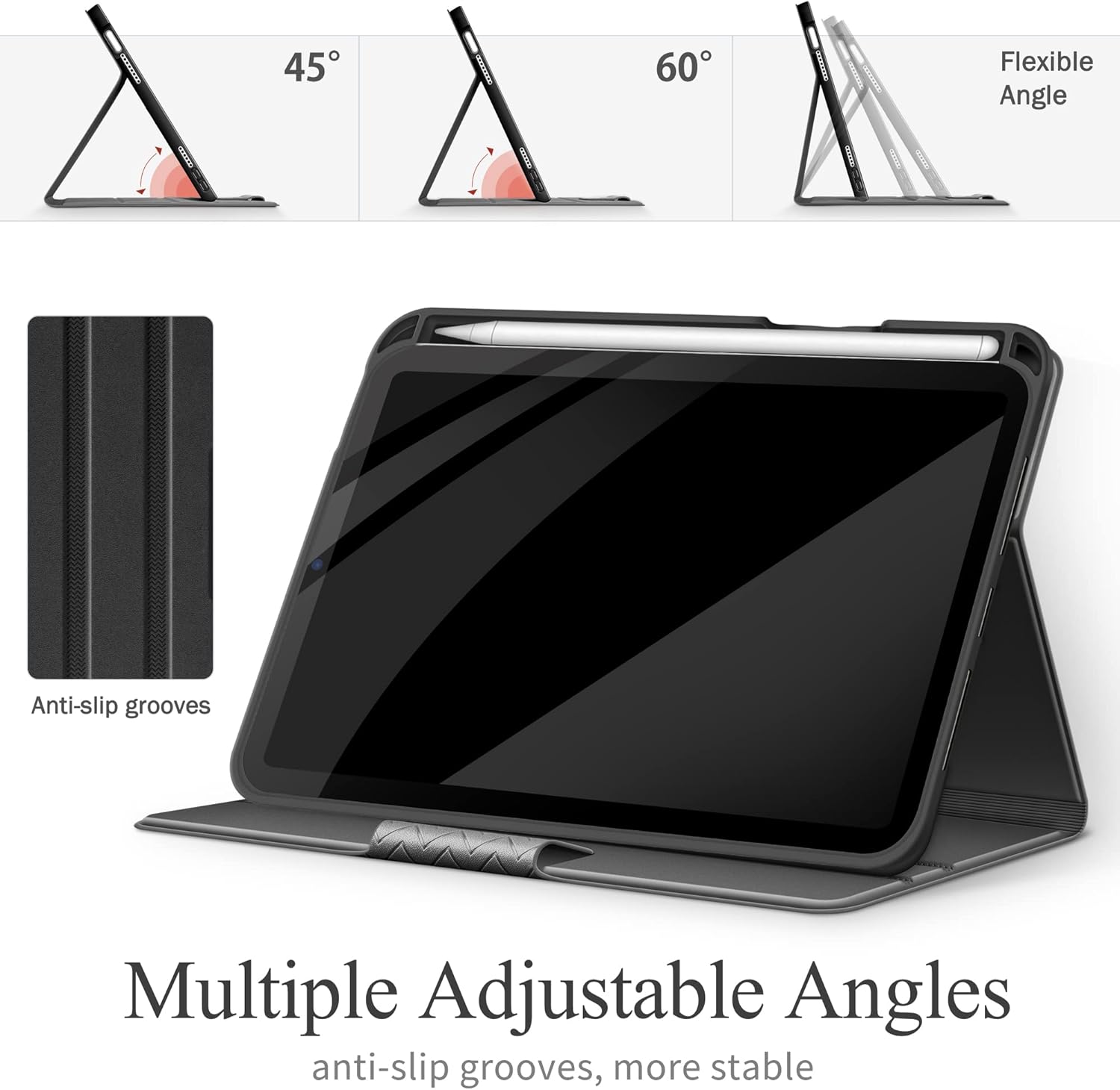 auaua Case for iPad mini 7 (A17 Pro, 2024) / iPad mini 6 Case (2021) 8.3 inch with Pencil Holder, Multiple Viewing Angles, Magnetic Closure, Auto Sleep/Wake (Grey)