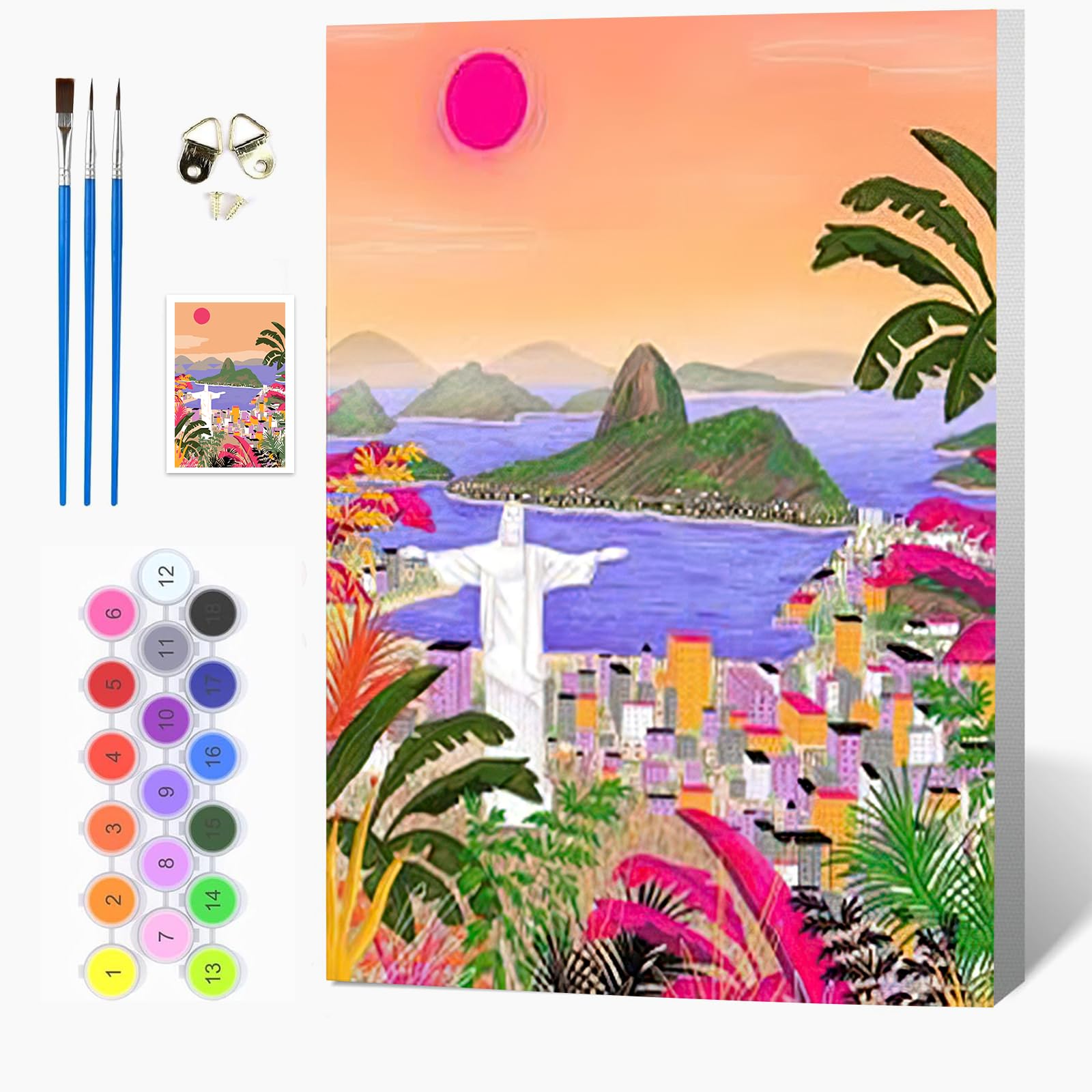 Auremi City Paint by Numbers for Adults Kids-Landscape Canvas Oil Painting Kit for Adults,Craft Art Painting with Wooden Frame Kit Acrylic Pigment Drawing Paintwork for Gift Home 20x30cm