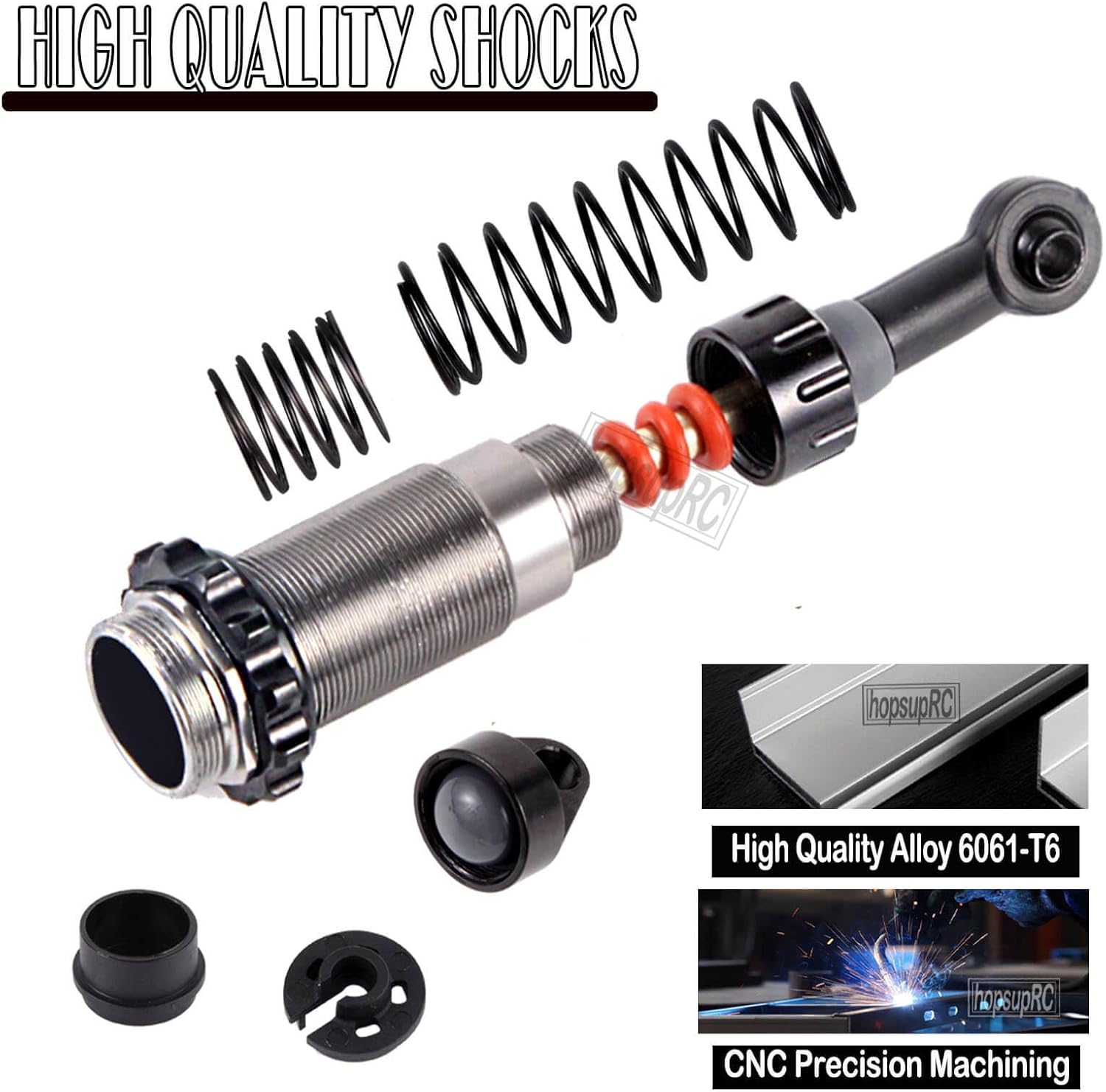 Full Aluminum Big Bore RC Shocks Absorber Damper Upgrades Part for 1/10 Slash/Stampede/Rustler/Bandit VXL 4X4 2WD,Front Rear Assembled Full Metal Shocks,4PCS Titanium