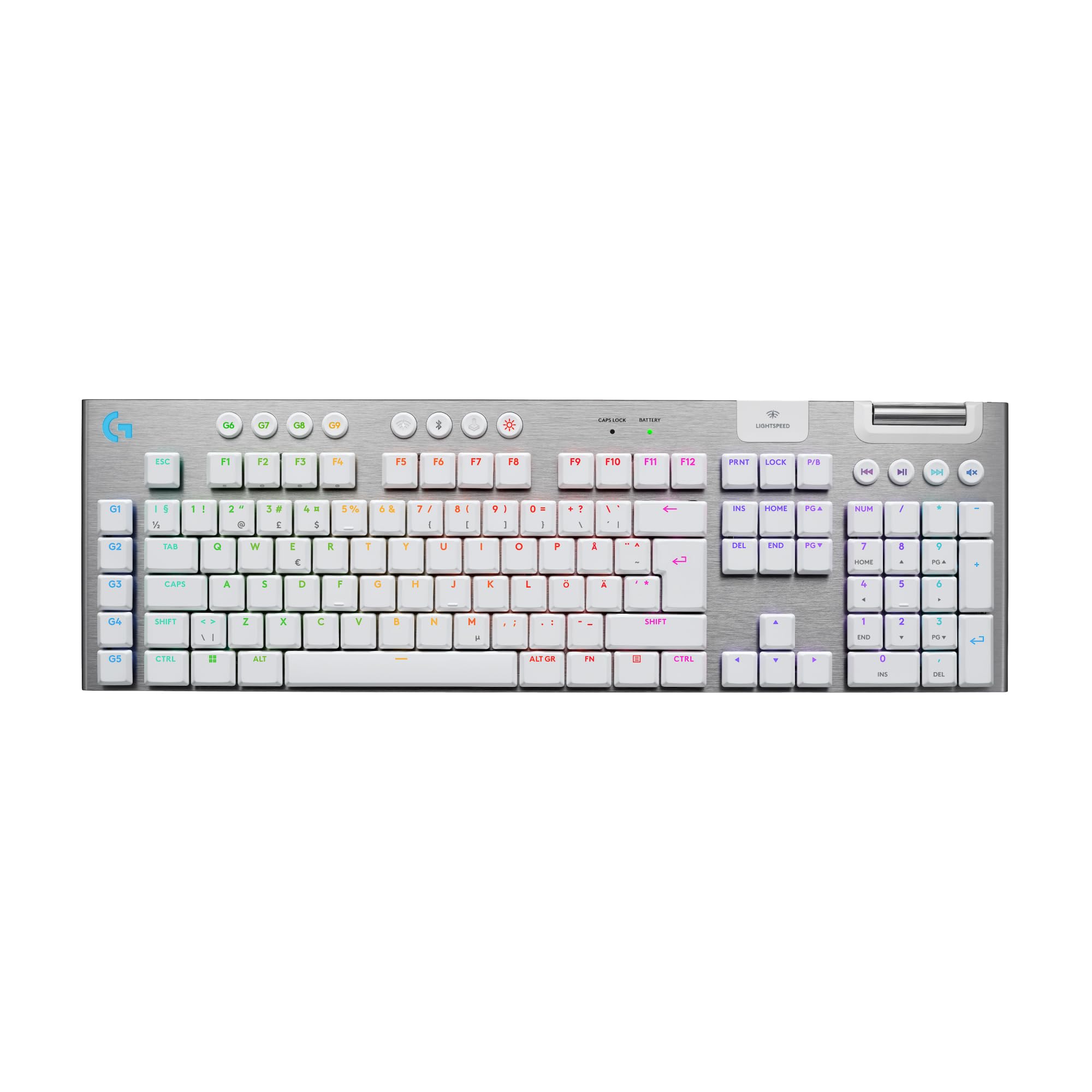 Logitech G G915 X LIGHTSPEED Low-Profile Wireless Gaming Keyboard, QWERTY Pan Nordic Layout, Tactile - White