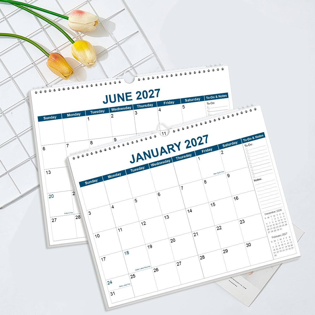 Kalender 2025-2026 - Wandkalender von November 2025 bis Dezember 2026, 2026 Wandbehang Kalender Planer mit dickem Papier, 30,5 x 36,8 cm, Blau