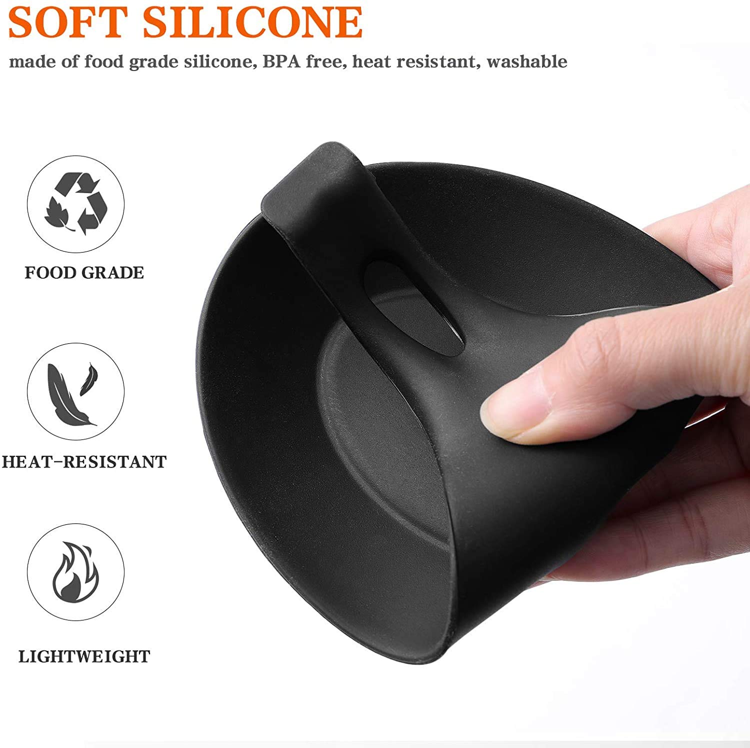 VICMAT 2pcs Black Silicone Cooking Spoon Rest Tray Almond Shape Heat Resistant Kitchen Utensil Holder Ladle Shelf - Image 2