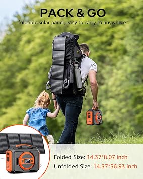 Apowking Portable Solar Powered Generator 300W Rated, with Solar Panels 40W Included, 220Wh Power Bank with AC Outlet 110V, and 10*DC Connectors, Pure Sine Wave for Home Use Camping Outdoor