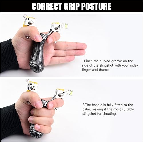 Miniatura 11 de SQLWYLAT Professional Slingshots Set Slingshot High Precision Flat Leather Slingshot Fast Bow Special for Outdoor Hunting Catapult Gris