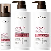 ALFHEIM Argan Repairing Shampoo Conditioner Leave-in Conditioner 3-piece set Deeply Repairs Damaged Hair Intense Hydration & Frizz Control Sulfate & Paraben-Free for Daily Care & Post-Color Treatment